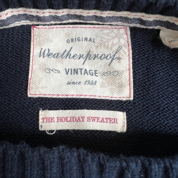 Weatherproof Vintage Sweater Pullover Dark Blue & White Snowflakes Sz XL Cotton - Picture 5 of 6
